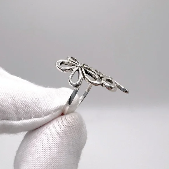 .925 Sterling Silver Double Flower Ring - Picture 15 of 17